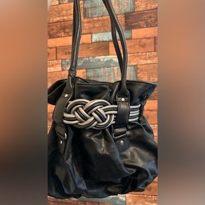 Black and Grey mid size hand bag
